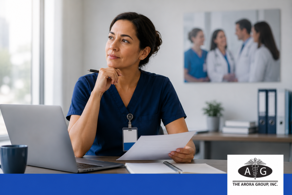 Mid-career healthcare professional considering their next career step in a government healthcare role.